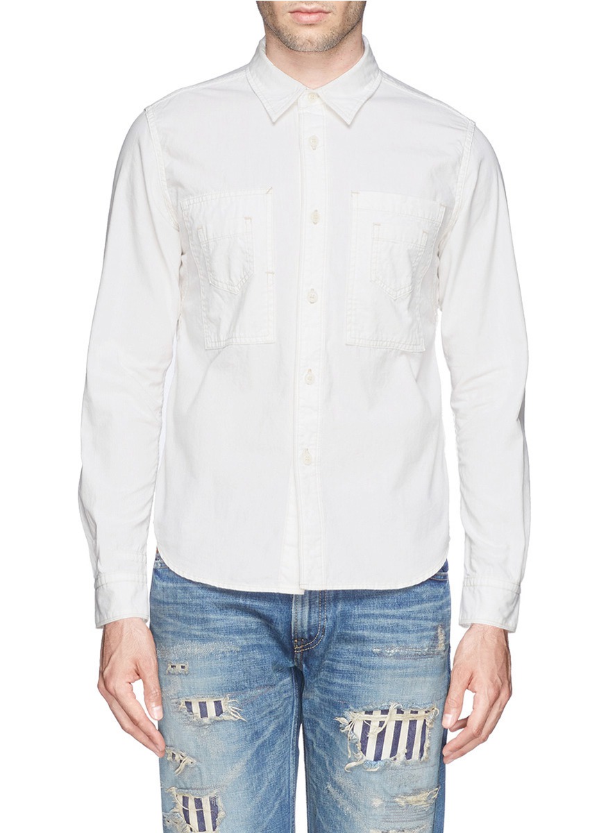 FDMTL - 纯棉衬衫 | 白色 休闲衬衫 衬衫 | 男装 