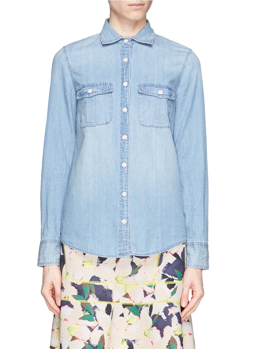 J.CREW - 水洗牛仔衬衫 - 特卖 | 蓝色 衬衫 上装 | 女装 | Lane Crawford - 流行品牌网上商城