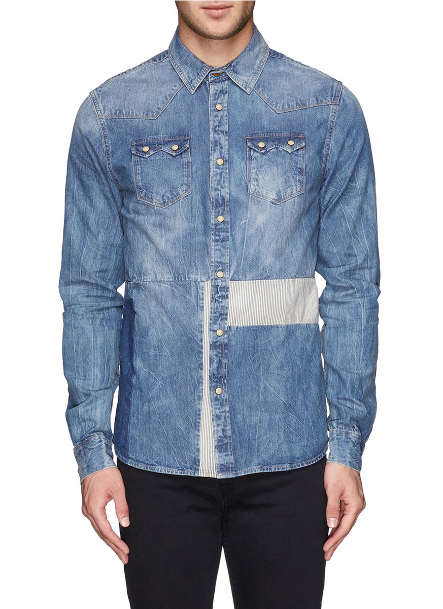 纯棉牛仔衬衫镶皮装饰选什么牌子好 同款好推荐