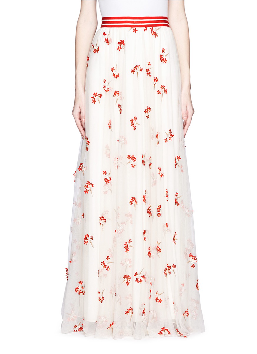 LICE + OLIVIA - Adair花朵装饰薄纱曳地长裙 -