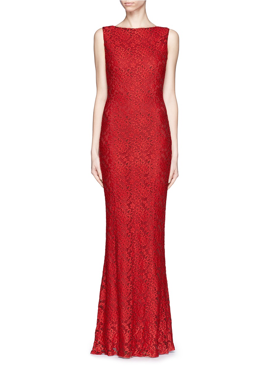 ALICE + OLIVIA - Sachi蕾丝曳地晚礼服 - 特卖