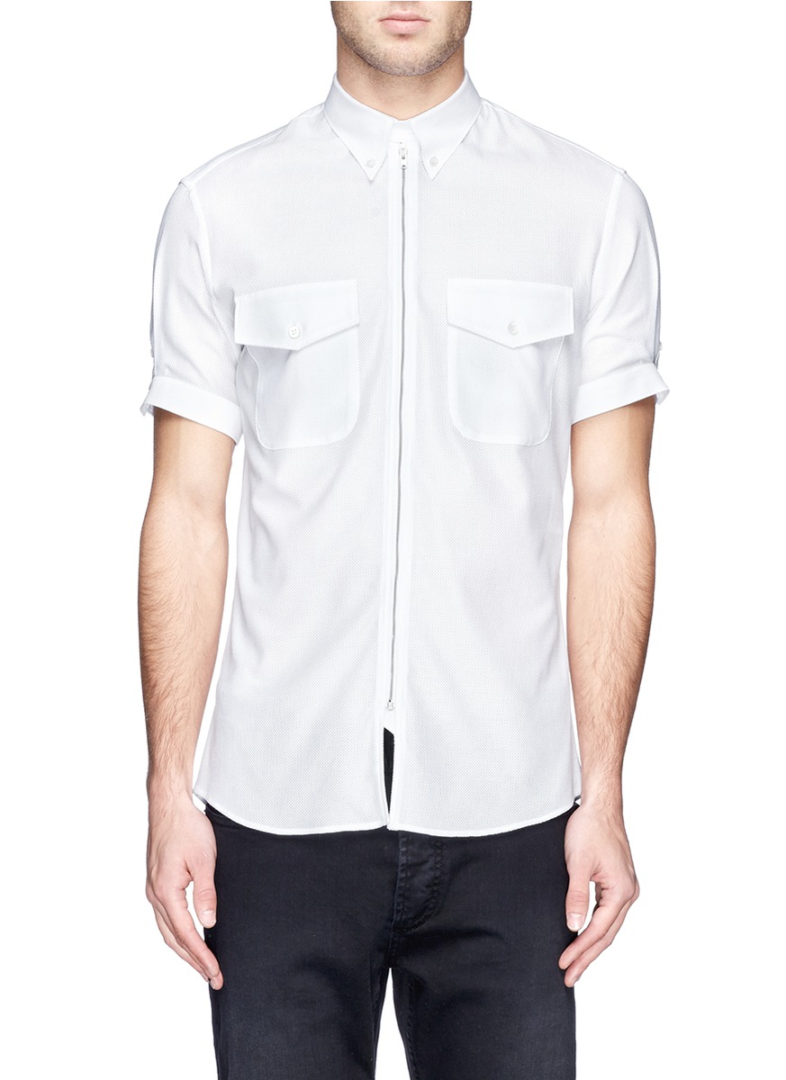 LEXANDER MCQUEEN - 纯棉口袋短袖衬衫 | 