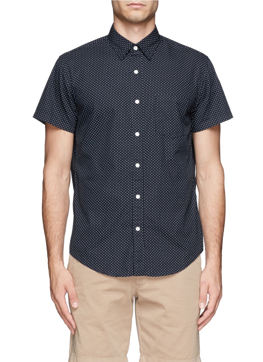J.CREW - 波点短袖衬衫 - 特卖 | 蓝色 休闲衬衫
