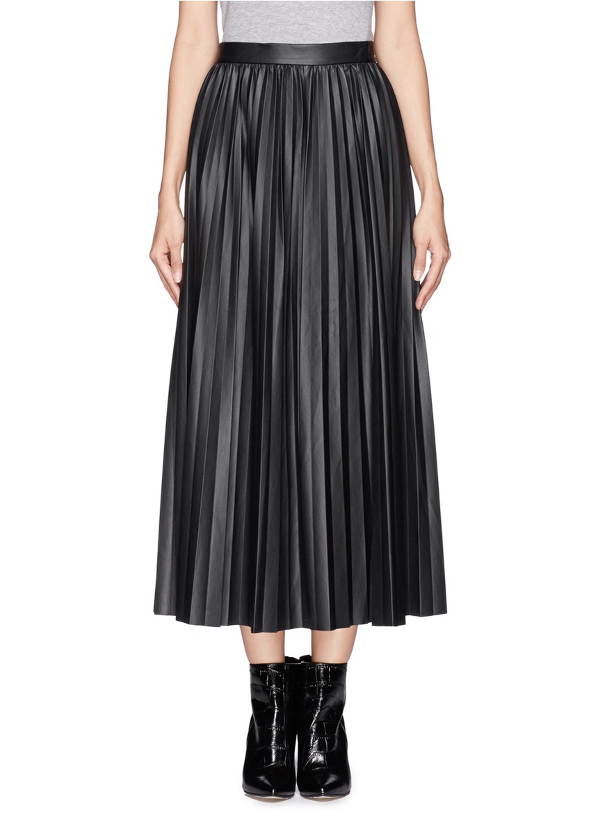 MO&CO. EDITION 10 - 人造皮革百褶裙 | 黑色