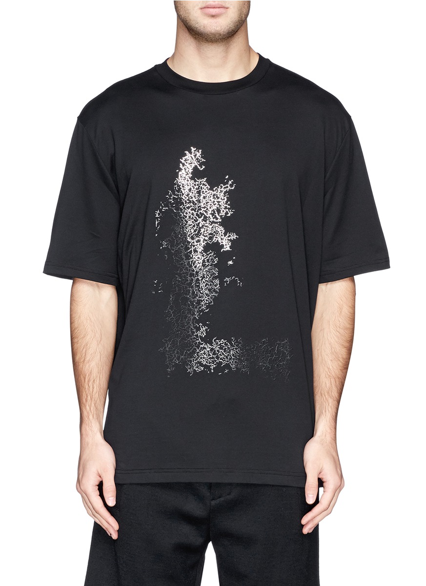 LANVIN - 裂纹图案纯棉T恤 | 黑色 短袖 T恤 | 男