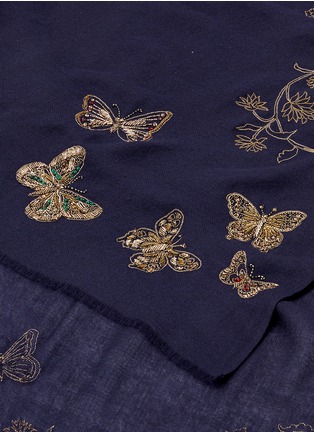 细节 - 点击放大 - JANAVI - Enchanted Forest花卉蝴蝶羊绒围巾