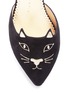 细节 - 点击放大 - CHARLOTTE OLYMPIA - Mid Century Kitty猫脸刺绣绒面真皮平底鞋