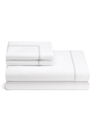 首图 –点击放大 - LANE CRAWFORD - 特大双人床刺绣条纹纯棉床品四件套－白色