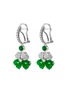 模特儿示范图 - 点击放大 - SAMUEL KUNG - Diamond jade 18k white gold clover shaped drop earrings