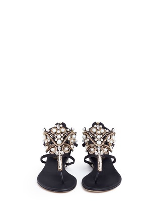 正面 -点击放大 - RENÉ CAOVILLA - 人造珍珠仿水晶花卉绒面真皮凉鞋