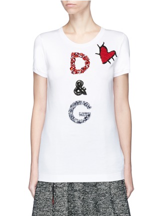 首图 - 点击放大 - DOLCE & GABBANA - D&G仿水晶爱心徽章T恤