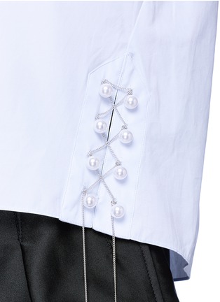 细节 - 点击放大 - 3.1 PHILLIP LIM - 人造珍珠及链条装饰纯棉上衣