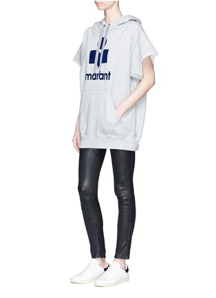 模特儿示范图 - 点击放大 - ISABEL MARANT ÉTOILE - Miles绒面品牌标志混棉连帽卫衣