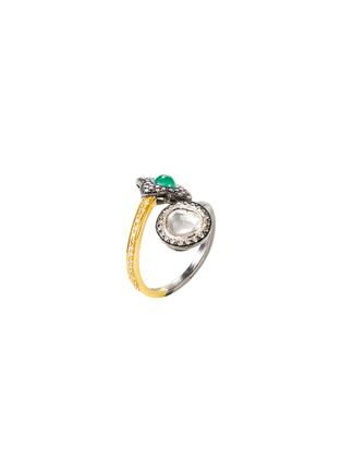 模特儿示范图 - 点击放大 - AISHWARYA - Diamond emerald gold alloy open ring