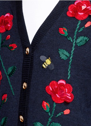 细节 - 点击放大 - MUVEIL - 玫瑰刺绣混羊毛针织衫