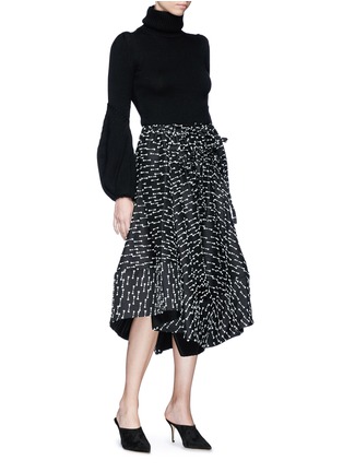 模特儿示范图 - 点击放大 - ROSIE ASSOULIN - 刺绣系带混羊毛半身裙