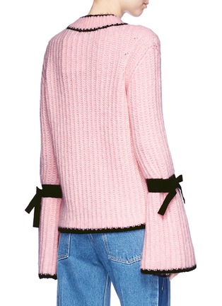 模特儿示范图 - 点击放大 - MONCLER - 罗缎蝴蝶结喇叭袖针织衫