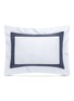 首图 –点击放大 - FRETTE - Bicolore拼色条纹纯棉棉缎枕头－白色及深蓝色