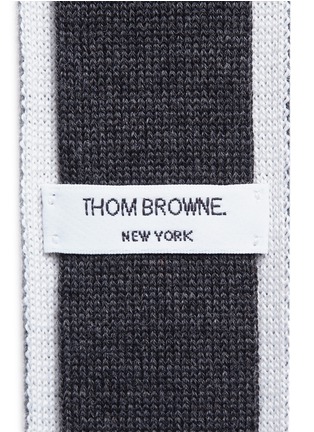 细节 - 点击放大 - THOM BROWNE - 条纹点缀羊毛针织领带