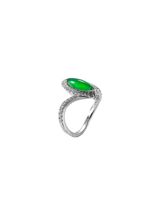 模特儿示范图 - 点击放大 - SAMUEL KUNG - Diamond jadeite 18k white gold wavy ring