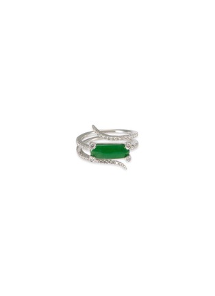 首图 - 点击放大 - SAMUEL KUNG - Diamond jadeite 18k white gold cutout ring