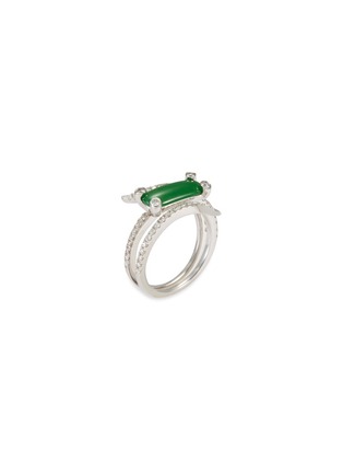 模特儿示范图 - 点击放大 - SAMUEL KUNG - Diamond jadeite 18k white gold cutout ring