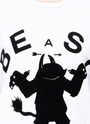 细节 - 点击放大 - THE UPSIDE - Beast植绒怪兽图案纯棉T恤