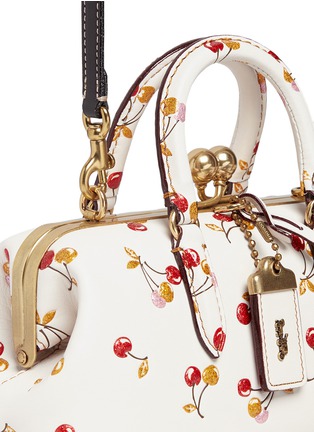  - COACH - Glitter cherry embossed kisslock glovetanned leather handbag