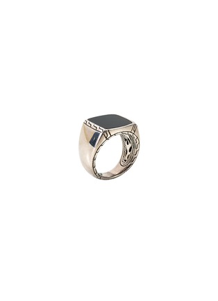 模特儿示范图 - 点击放大 - JOHN HARDY - Classic Chain黑玉纯银几何纹理图章造型戒指