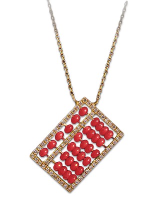 首图 - 点击放大 - BAO BAO WAN - Red Abacus钻石珊瑚18k黄金算盘造型项链