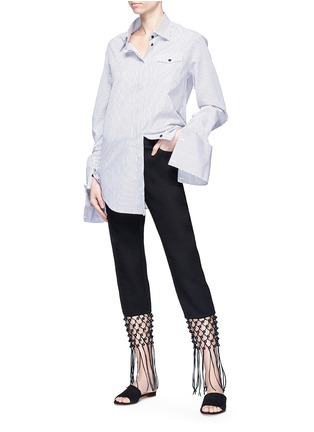 模特儿示范图 - 点击放大 - ROSIE ASSOULIN - 珠饰网格流苏长裤