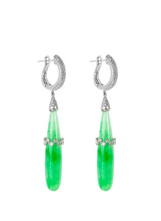 模特儿示范图 - 点击放大 - SAMUEL KUNG - Diamond jadeite 18k white gold drop earrings