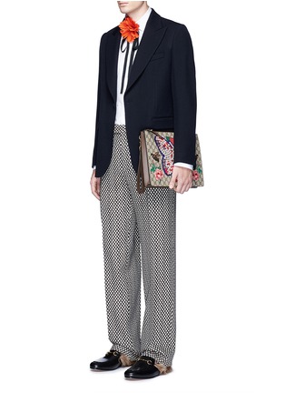 模特儿示范图 - 点击放大 - GUCCI - 不规则波点提花羊毛阔腿长裤