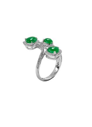 模特儿示范图 - 点击放大 - SAMUEL KUNG - Diamond jadeite 18k white gold vine ring