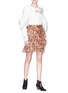 模特示范图 - 点击放大 - ISABEL MARANT - Ferna荷叶边花卉包裹式绉绸半身裙