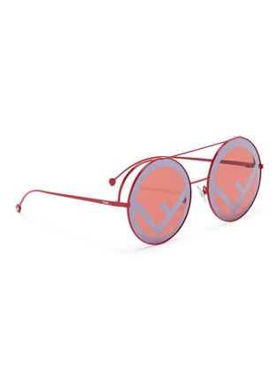 模特儿示范图 - 点击放大 - FENDI - Run Away反光镜片圆框太阳眼镜