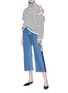 模特儿示范图 - 点击放大 - BALENCIAGA - 不对称切割衣袖宽系带条纹针织衫