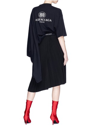 模特儿示范图 - 点击放大 - BALENCIAGA - BB Mode品牌名称标志不对称纯棉T恤