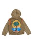 模特儿示范图 - 点击放大 - MONCLER - Montussan儿童款棕榈树印花连帽夹克