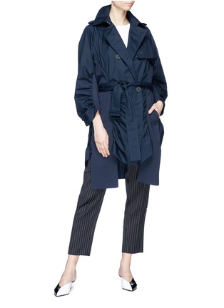 模特儿示范图 - 点击放大 - STELLA MCCARTNEY - 搭叠布饰抽褶双排扣纯棉外套