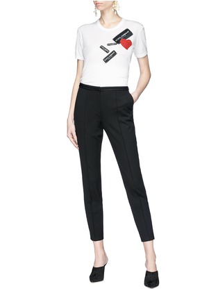 模特儿示范图 - 点击放大 - DOLCE & GABBANA - 品牌商标及爱心刺绣纯棉T恤