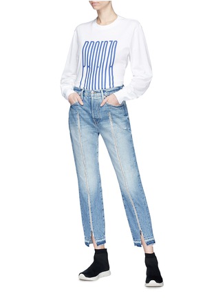 模特儿示范图 - 点击放大 - PROENZA SCHOULER - PSWL品牌名称印花纯棉长袖T恤