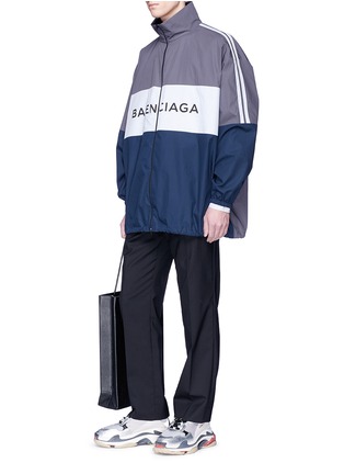 模特儿示范图 - 点击放大 - BALENCIAGA - 品牌名称拼色oversize府绸夹克