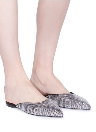 模特儿示范图 - 点击放大 - RENÉ CAOVILLA - 仿水晶点缀缎面拖鞋