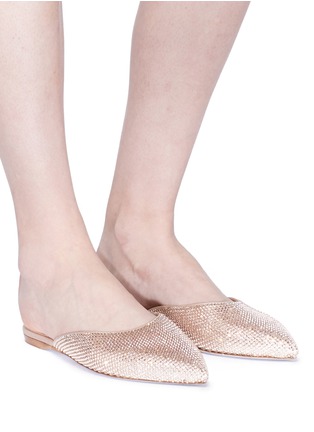 模特儿示范图 - 点击放大 - RENÉ CAOVILLA - 仿水晶点缀缎面拖鞋