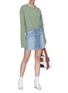 模特示范图 - 点击放大 - L'AGENCE - Portia系带设计水系牛仔半裙