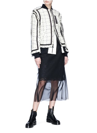 模特示范图 - 点击放大 - SACAI - 透视雪纺及蕾丝双层半身裙