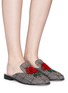 模特儿示范图 - 点击放大 - PEDDER RED - Kobe玫瑰贴花格纹拖鞋