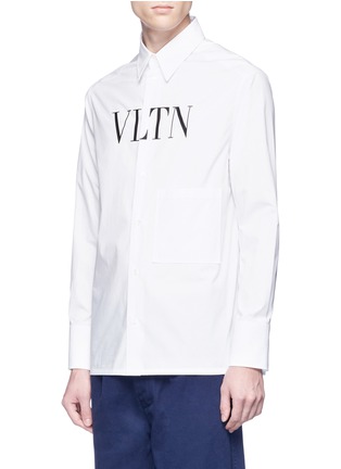 细节 - 点击放大 - VALENTINO GARAVANI - 布饰点缀品牌名称缩写纯棉衬衫