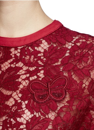 细节 - 点击放大 - VALENTINO GARAVANI - 蝴蝶刺绣花卉蕾丝上衣